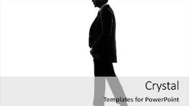  Presentation with walking - Presentation consisting of male silhouettes - one caucasian business man lifting background and a  colored foreground