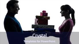  Presentation with man and woman - Beautiful presentation design featuring male silhouettes - one caucasian couple woman man backdrop and a navy blue colored foreground