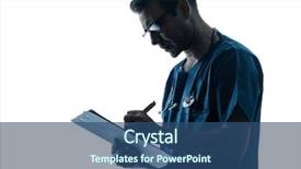  Presentation with medical worker - Beautiful presentation theme featuring male silhouettes - one caucasian man doctor surgeon backdrop and a ocean colored foreground