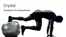  Presentation with office ergonomics man worker exercising - PPT theme having male silhouettes - one caucasian man exercising workout background and a white colored foreground