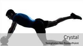  Presentation with workout - Theme featuring male silhouettes - one caucasian man exercising workout background and a  colored foreground