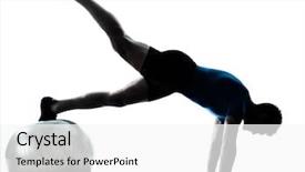  Presentation with office ergonomics man worker exercising - Amazing theme having male silhouettes - one caucasian man exercising workout backdrop and a white colored foreground
