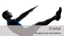  Presentation with workout - Theme having male silhouettes - one caucasian man exercising workout background and a light gray colored foreground