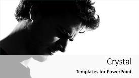  Presentation with silhouette of man worship - Beautiful presentation theme featuring male silhouettes - young man sad silhouette backdrop and a white colored foreground