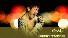  Presentation with singer - Amazing slides having male singer during a concert backdrop and a tawny brown colored foreground