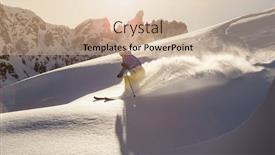  Presentation with mountain view - Slide deck featuring male-skier-on-downhill-freerider background and a soft green colored foreground