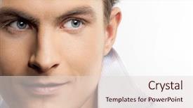  Presentation with skin care - Theme enhanced with male skin care - attractive man close up portrait background and a lemonade colored foreground