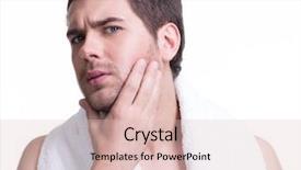  Presentation with newspaper headlines close up - Presentation design with male skin care - close-up portrait of handsome young background and a lemonade colored foreground