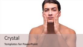  Presentation with funny - PPT layouts having male skin care - funny man after shower isolated background and a mint green colored foreground