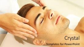  Presentation with indian head massage - Amazing presentation theme having male skin care - man having head massage close backdrop and a yellow colored foreground