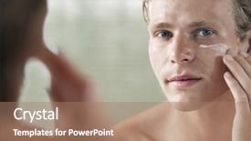  Presentation with mirror reflection - Cool new PPT theme with male skin care - mirror reflection of a young backdrop and a coral colored foreground