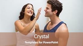 Presentation with man woman - Amazing PPT theme having male skin care - playful woman in bathroom applying backdrop and a coral colored foreground