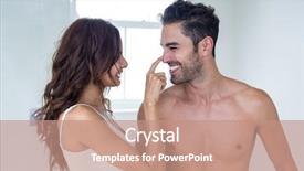  Presentation with wife - Colorful PPT theme enhanced with male skin care - wife applying cream on shirtless backdrop and a coral colored foreground