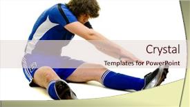  Presentation with stretching - Presentation enhanced with warm up - male soccer player stretching studio background and a lemonade colored foreground