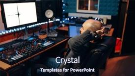  Presentation with communication and control engineering - Slide deck enhanced with male sound engineer at remote background and a wine colored foreground