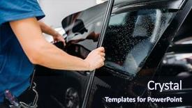  Presentation with film - Cool new presentation theme with male specialist applying car tinting backdrop and a wine colored foreground