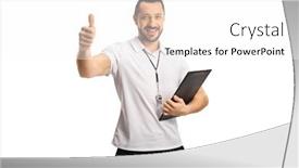  Presentation with sports coach - Slide set featuring male-sports-coach-gesturing-thumbs background and a white colored foreground
