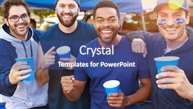 Presentation with car park - Slide set with male sports fans tailgating background and a ocean colored foreground