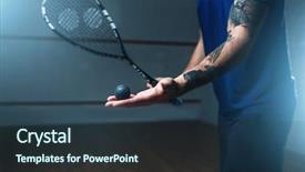  Presentation with training - Colorful slide deck enhanced with male squash player training backdrop and a tawny brown colored foreground