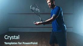  Presentation with training - Slide deck consisting of male squash player training background and a tawny brown colored foreground