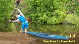  Presentation with stand strong - PPT theme having male-stand-up-paddler background and a tawny brown colored foreground