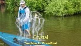  Presentation with produce stand - Theme consisting of male-stand-up-paddler background and a tawny brown colored foreground