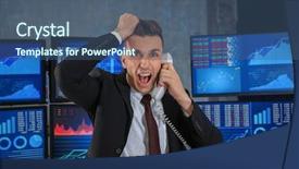  Presentation with trader - PPT layouts having male stock trader working background and a ocean colored foreground