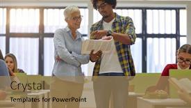  Presentation with student nurse teaching university - PPT layouts having male-student-asking-the-professor background and a coral colored foreground