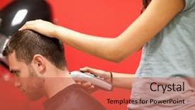  Presentation with haircut - Cool new presentation theme with male student having a haircut backdrop and a red colored foreground