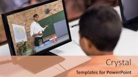  Presentation with distance learning - Presentation design featuring male-student-having-a-video background and a coral colored foreground