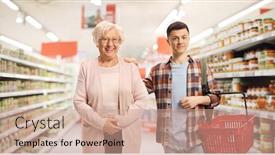  Presentation with helping - PPT layouts having male-student-helping-an-elderly background and a coral colored foreground