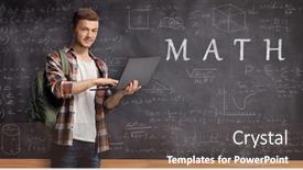  Presentation with student - Slide deck having male-student-holding-a-laptop background and a tawny brown colored foreground