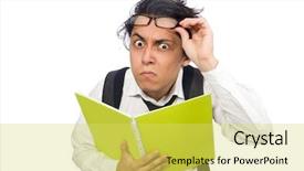  Presentation with student - Colorful presentation design enhanced with male student holding notes isolated backdrop and a yellow colored foreground