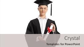  Presentation with graduation - PPT theme with male-student-in-a-graduation background and a light gray colored foreground