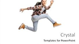  Presentation with student - Beautiful PPT theme featuring male-student-jumping-high backdrop and a white colored foreground
