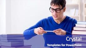 Presentation with college - Cool new PPT theme with male student preparing for exams backdrop and a  colored foreground