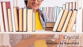  Presentation with library - Presentation theme enhanced with male-student-preparing-for-exams background and a coral colored foreground
