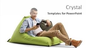  Presentation with white green - Audience pleasing slide set consisting of male-student-sitting backdrop and a white colored foreground