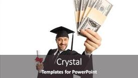  Presentation with diploma - PPT theme featuring male-student-wearing-a-graduation background and a dark gray colored foreground