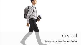  Presentation with tie - Theme enhanced with male-student-with-a-backpack background and a white colored foreground
