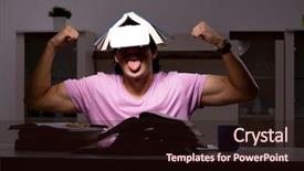  Presentation with virtual laboratory biology - PPT theme with male student with virtual glasses background and a wine colored foreground