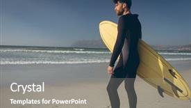  Presentation with male nurses day - Audience pleasing slide set consisting of male surfer with a surfboard backdrop and a  colored foreground