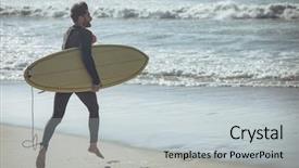  Presentation with male nurses day - Colorful PPT theme enhanced with male surfer with a surfboard backdrop and a  colored foreground