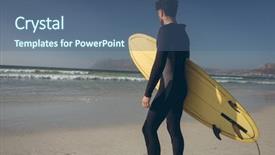  Presentation with male nurses day - Audience pleasing slide deck consisting of male surfer with a surfboard backdrop and a  colored foreground