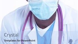  Presentation with scrubs - Theme enhanced with male-surgeon-doctor-in-scrubs background and a light blue colored foreground