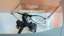  Presentation with medical equipment - Cool new slide set with male-surgeon-in-magnifying-glasses backdrop and a coral colored foreground