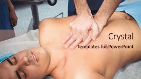  Presentation with resuscitation - Audience pleasing slides consisting of male surgeon performing cardiopulmonary resuscitation backdrop and a lemonade colored foreground