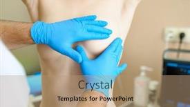  Presentation with plastic surgery - Slide deck with male-surgeon-prepares-woman background and a coral colored foreground