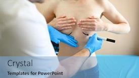  Presentation with surgery - Colorful PPT theme enhanced with male-surgeon-prepares-woman backdrop and a light blue colored foreground