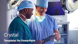  Presentation with digital hospital - Amazing theme having male-surgeons-wearing-scrubs-looking backdrop and a ocean colored foreground